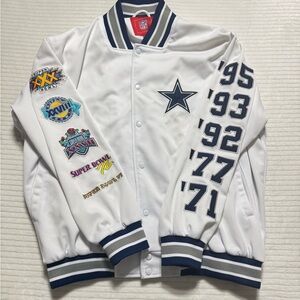 NFL COWBOYS Size:XXL  White and Blue Men's Bomber Jacket